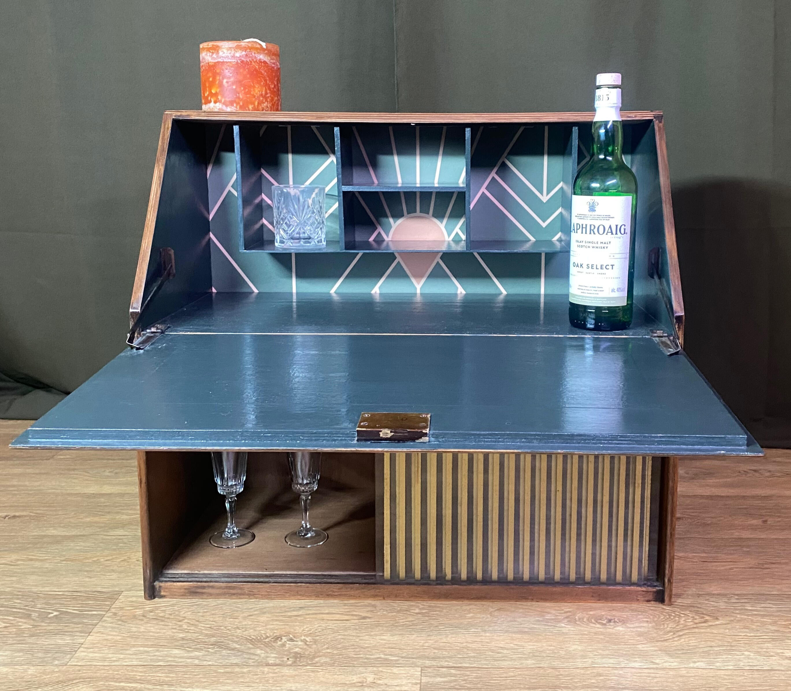 Restoring boring studio Vintage Art Deco Style Drinks Cabinet