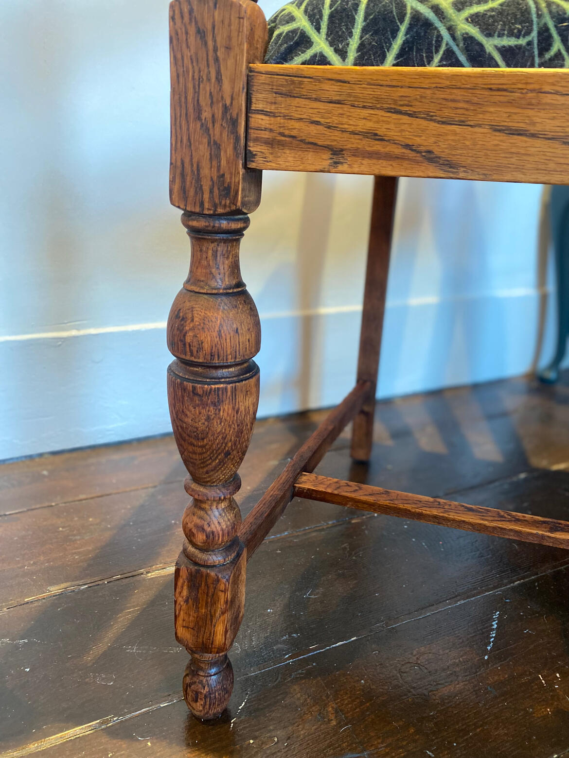 Restoring boring studio Antique Oak Desk Chair in Christian Lacroix Belorizonte Velvet
