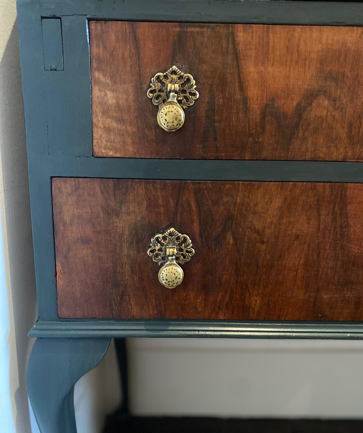 Restoring boring studio Vintage Bureau with Floral Decoupage Interior