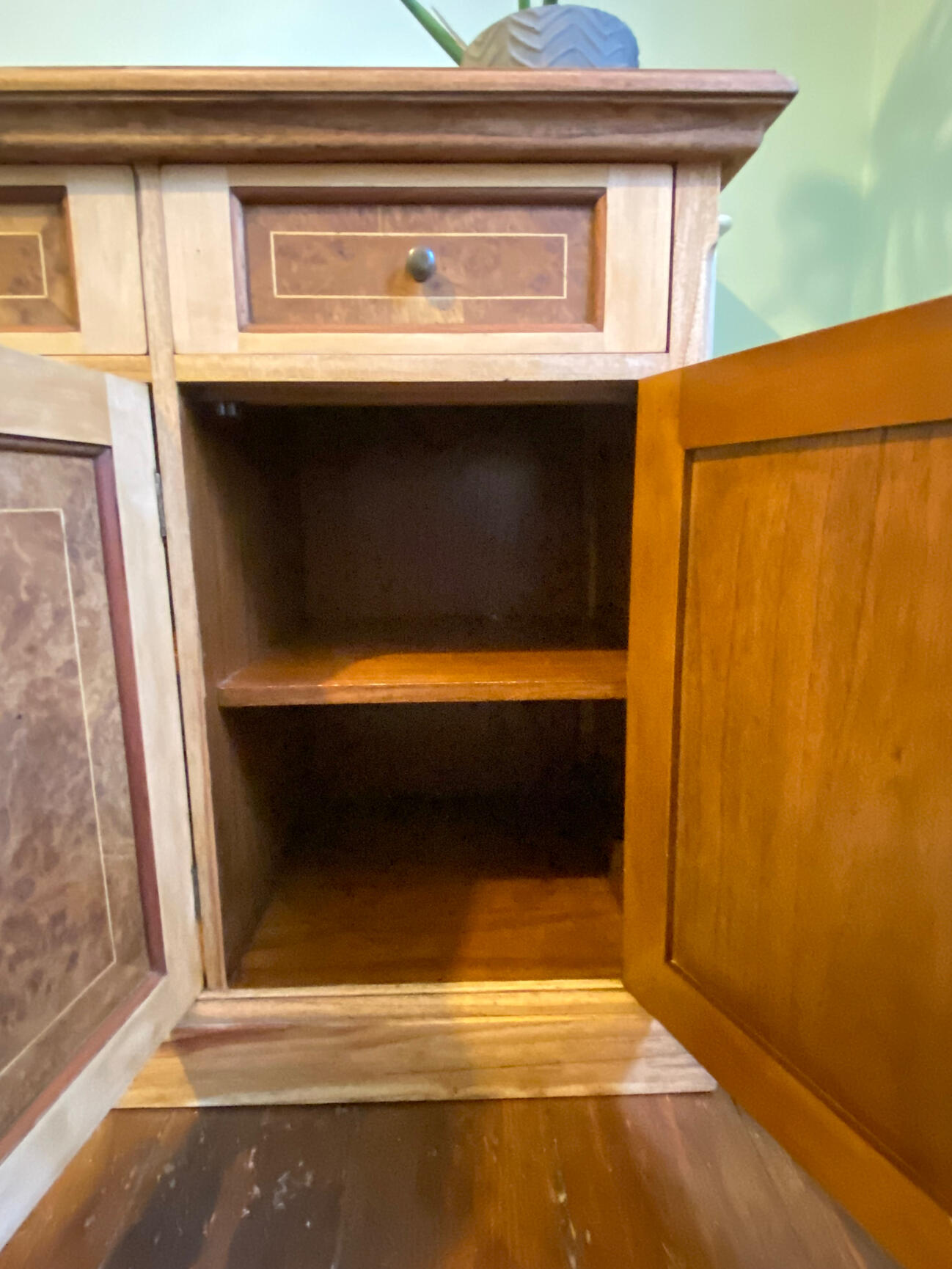 Restoring boring studio Walnut Burr Wood Multiyork Sideboard