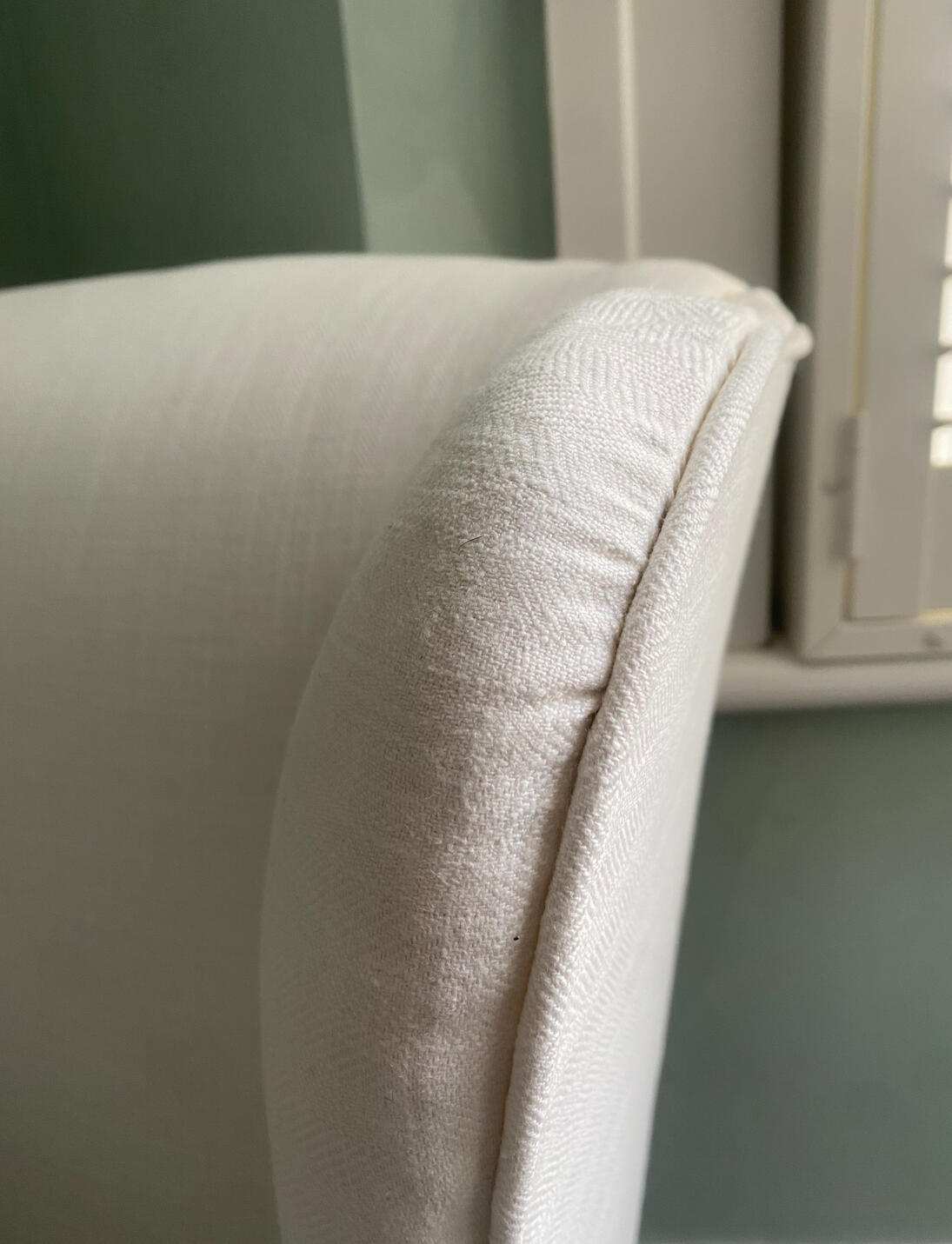Restoring boring studio Parker Knoll Wing Back Chair in Pure Linen