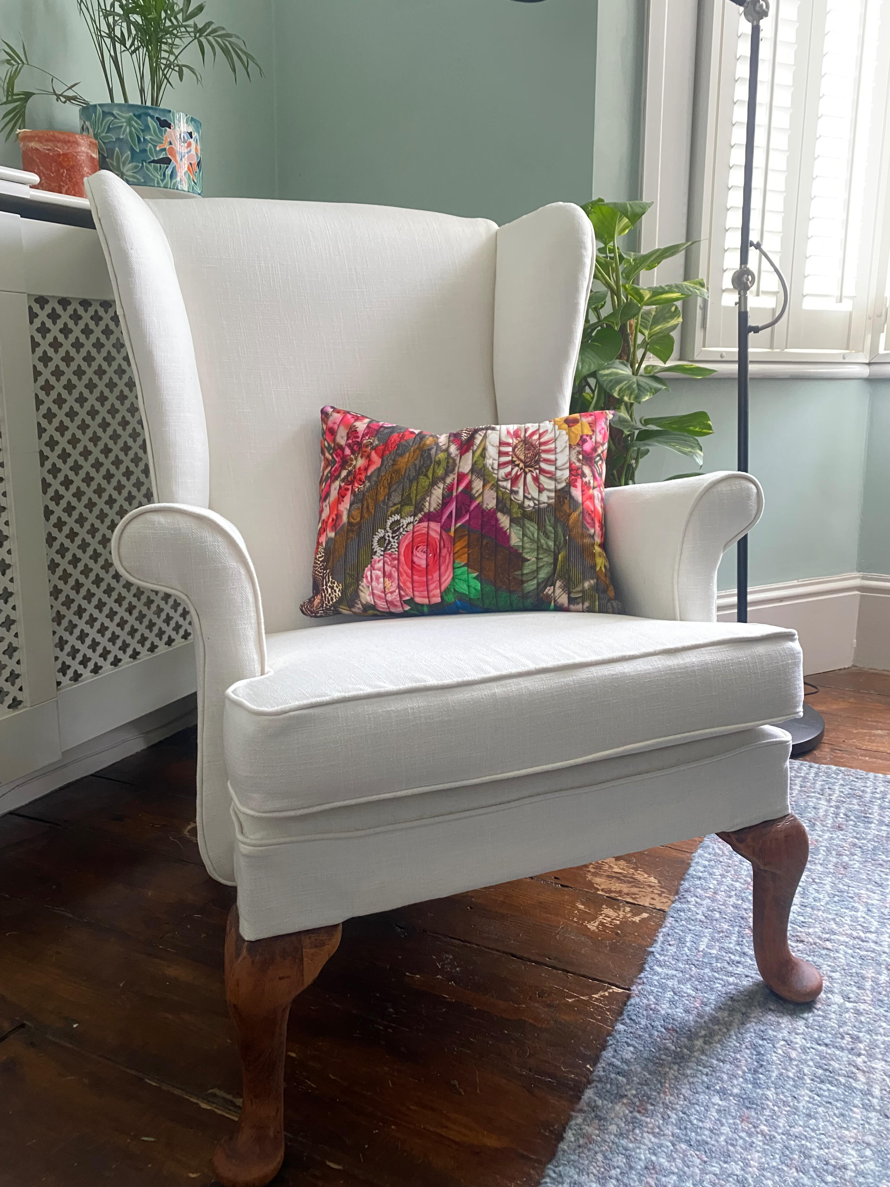 Restoring boring studio Parker Knoll Wing Back Chair in Pure Linen