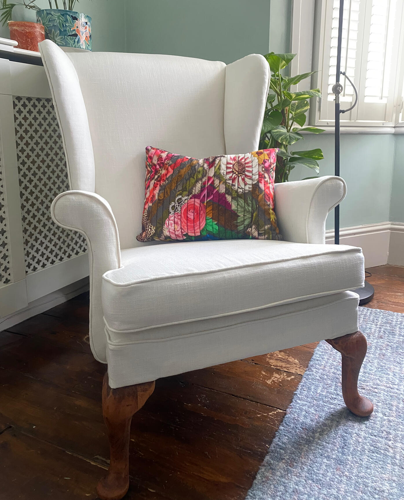 Restoring boring studio Parker Knoll Wing Back Chair in Pure Linen