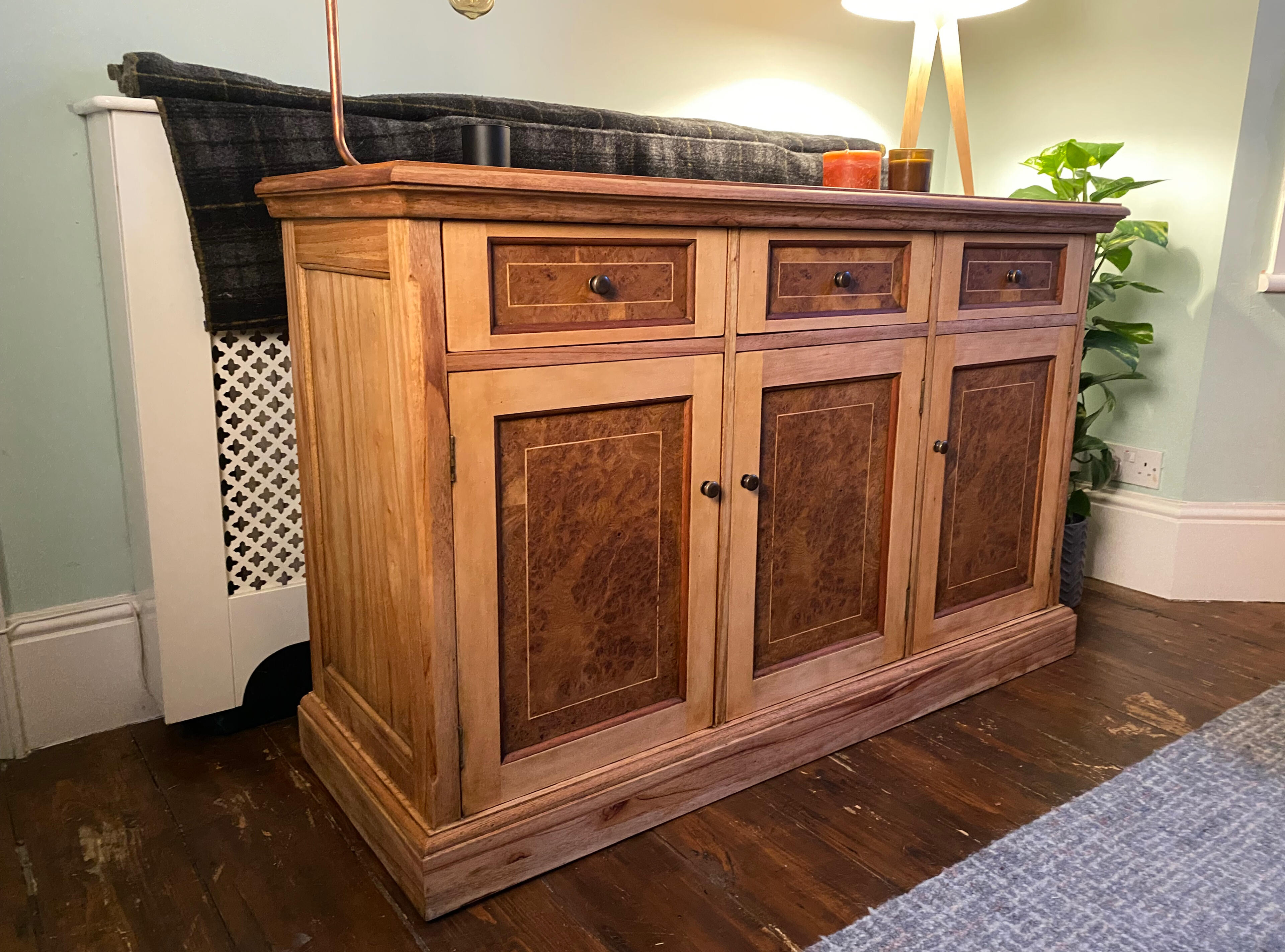 Restoring boring studio Walnut Burr Wood Multiyork Sideboard