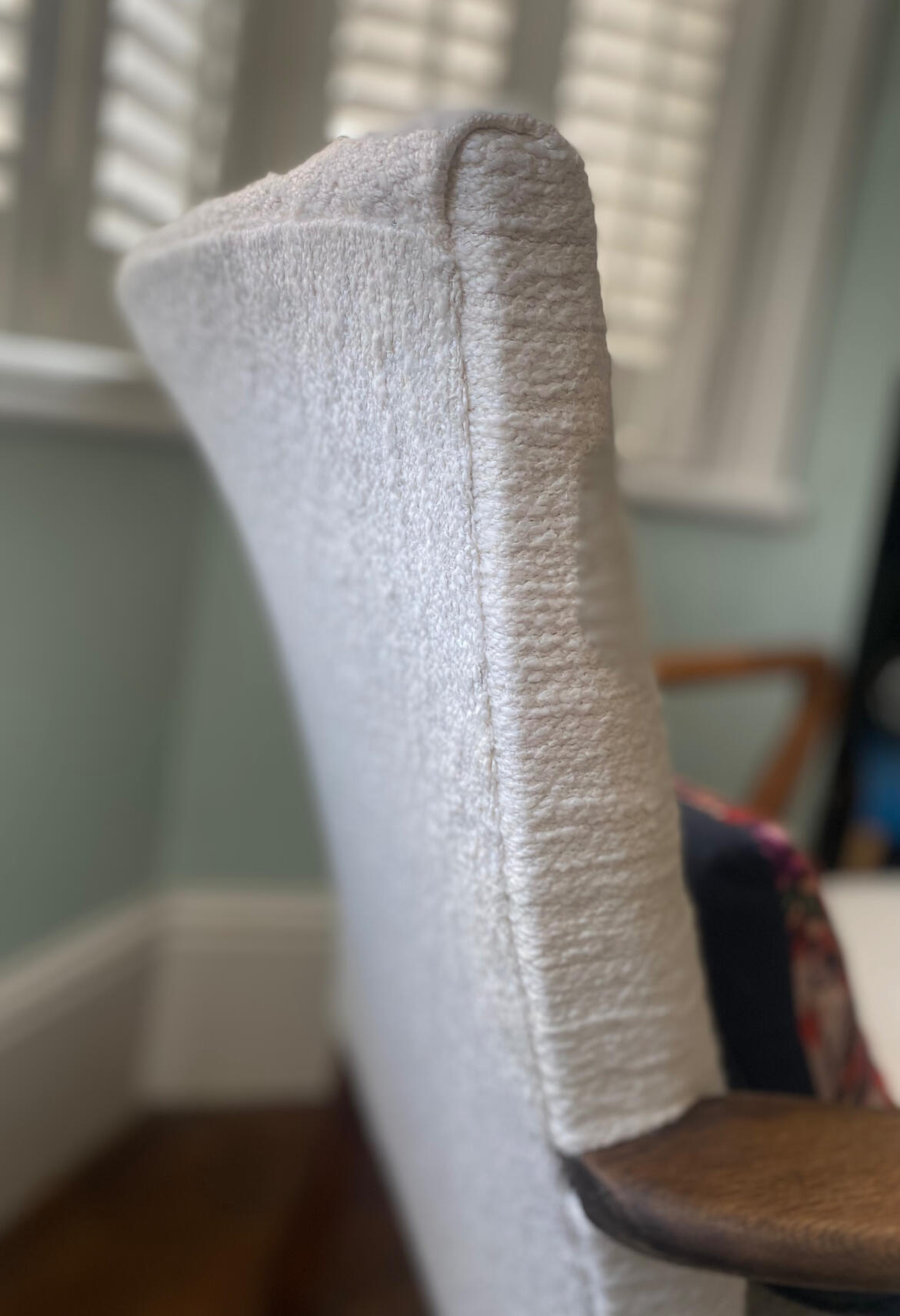 Restoring boring studio Parker Knoll Chairs in Boucle Fabric