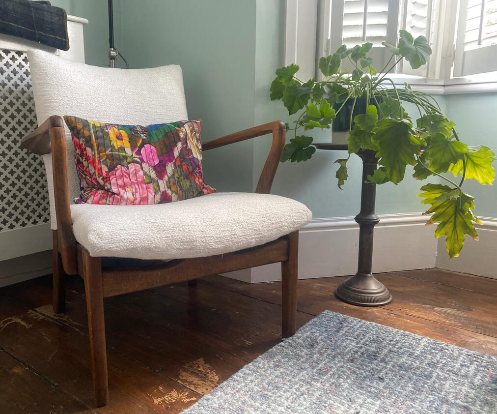 Restoring boring studio Parker Knoll Chairs in Boucle Fabric